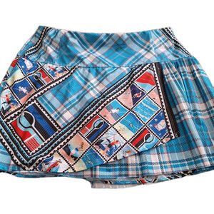 Lucky in Love Womens Sz M 8/10 Tennis Golf Pickleball Skort Post It Pleated BLUE